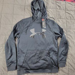 Under Armour Mens Medium Black Big Logo Hoodie Graphic Print Long Sleeve